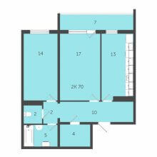 2-комн. квартира в ЖК Дом на бульваре, 70.00 м²