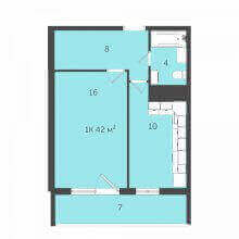 1-комн. квартира в ЖК Дом на Адмирала Ушакова 65, 42.00 м²