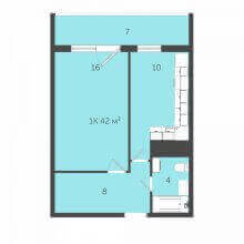 1-комн. квартира в ЖК Дом на Адмирала Ушакова 65, 42.00 м²