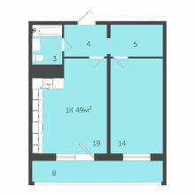 2-комн. евро квартира в ЖК Дом на Адмирала Ушакова 65, 49.00 м²