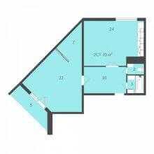2-комн. евро квартира в ЖК Дом на Адмирала Ушакова 65, 70.00 м²