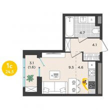 Студии в ЖК Орсо дом на Елькина 14, 24.50 м²
