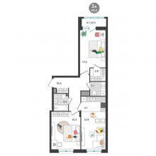 3-комн. евро квартира в ЖК Орсо дом на Елькина 14, 69.60 м²